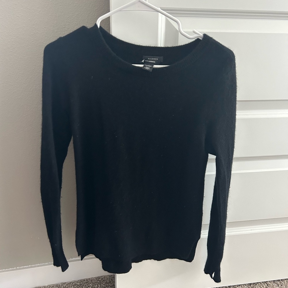 Halogen Black Fitted Long Sleeve Blouse Sweater